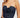 Denim Corset Tube Top featuring Rosette Detail